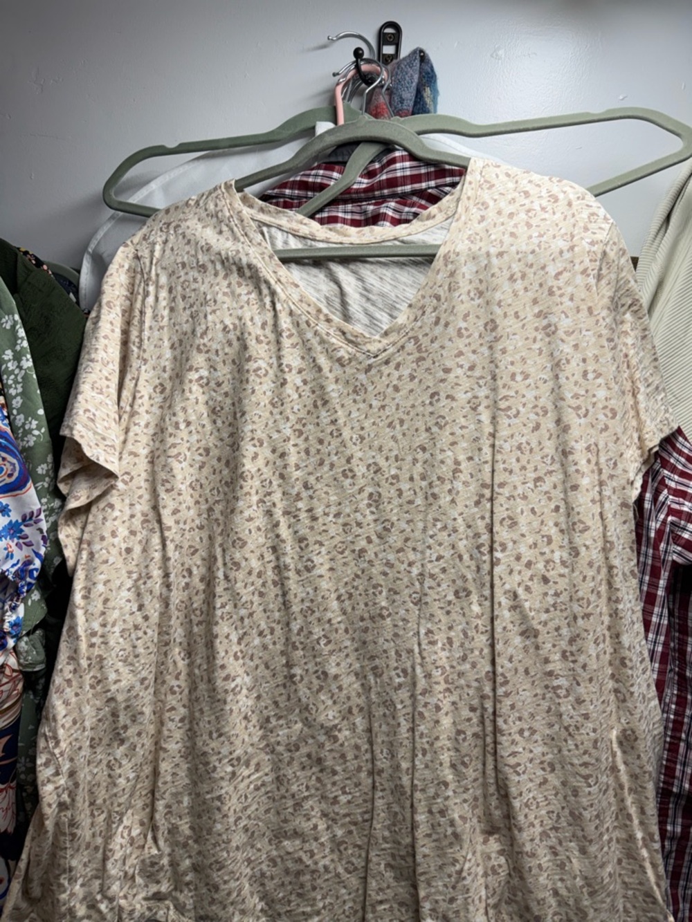 Old Navy Cream Beige Printed V-Neck Tunic
